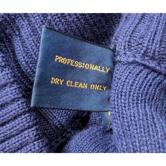 Vintage 80s Cardigan Sweater Blue Red Wool Blend Misses Size S - Picture 6 of 6